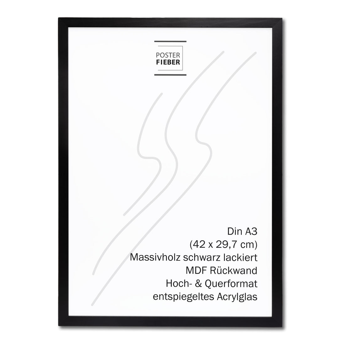 Bilderrahmen A3, A4, A5 aus massivem Holz, schwarz lackiert oder Eiche natur, enspiegeltes Acrylglas, Aufhänger Aufsteller, Hoch- Querformat