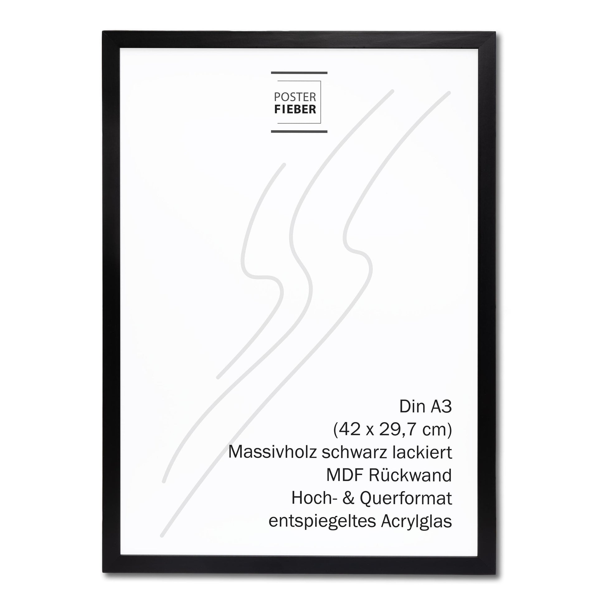 Bilderrahmen A3, A4, A5 aus massivem Holz, Eiche natur oder schwarz lackiert, enspiegeltes Acrylglas, Aufhänger Aufsteller, hoch querformat