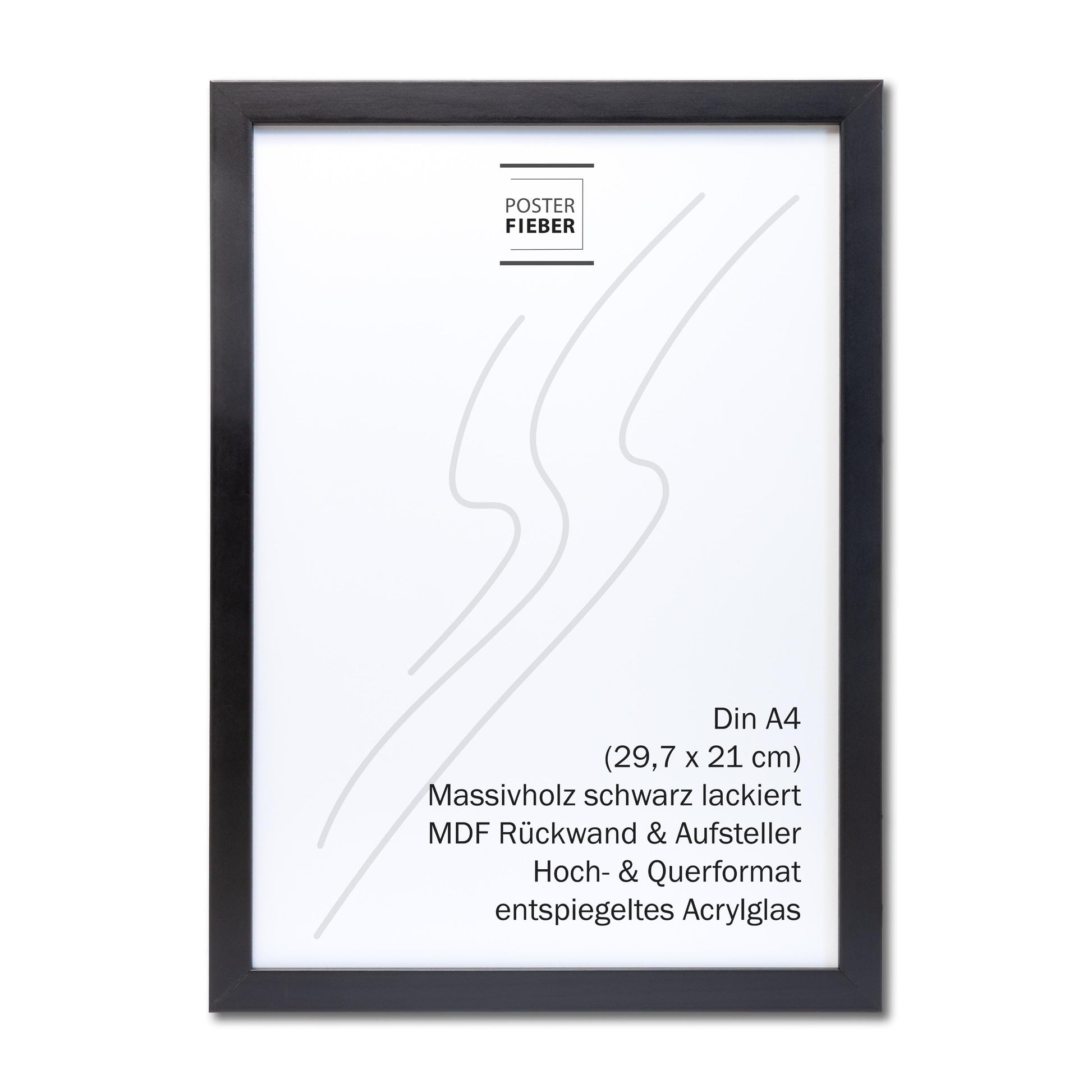 Bilderrahmen A3, A4, A5 aus massivem Holz, schwarz lackiert oder Eiche natur, enspiegeltes Acrylglas, Aufhänger Aufsteller, Hoch- Querformat