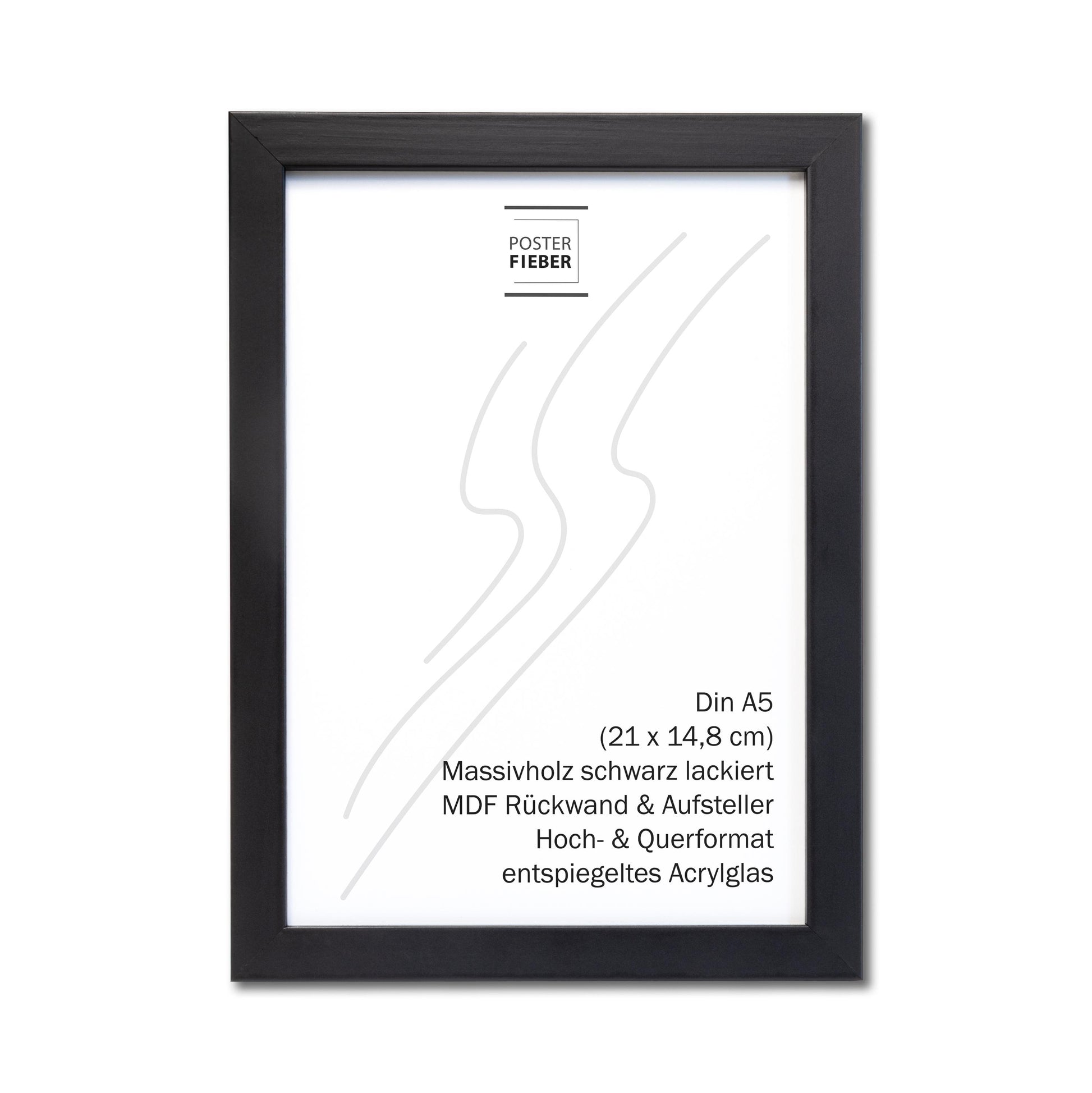 Bilderrahmen A3, A4, A5 aus massivem Holz, Eiche natur oder schwarz lackiert, enspiegeltes Acrylglas, Aufhänger Aufsteller, hoch querformat