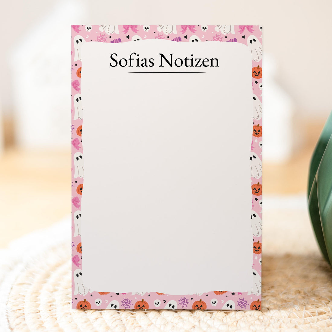 Notizblock Geist Design, 10x15 cm, 50 Blatt mit Leimbindung, personalisierbar mit Namen, Handmade