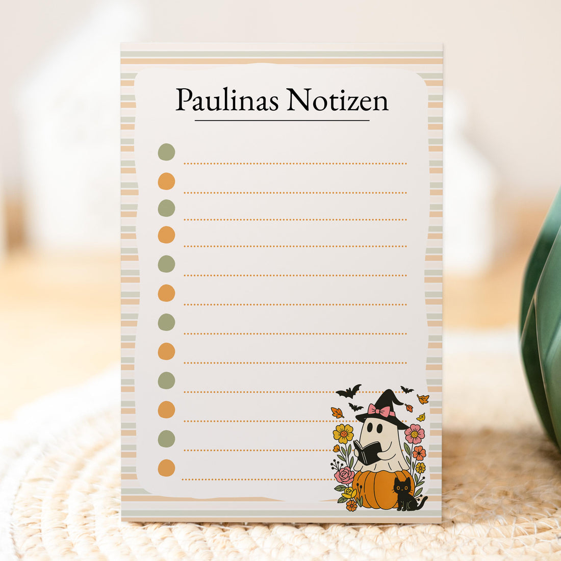 Notizblock Geist Design, 10x15 cm, 50 Blatt mit Leimbindung, personalisierbar mit Namen, Handmade