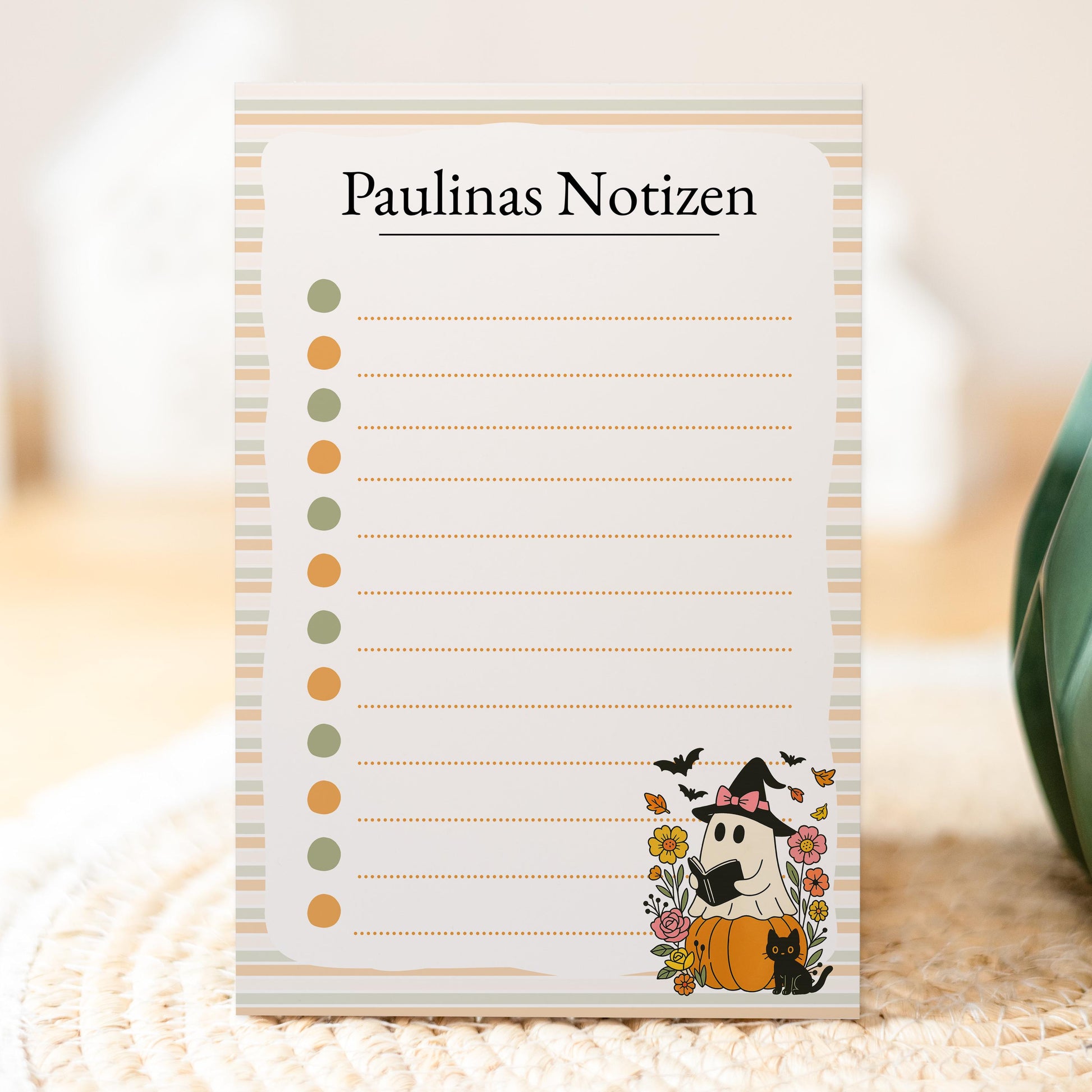 Notizblock Geist Design, 10x15 cm, 50 Blatt mit Leimbindung, personalisierbar mit Namen, Handmade