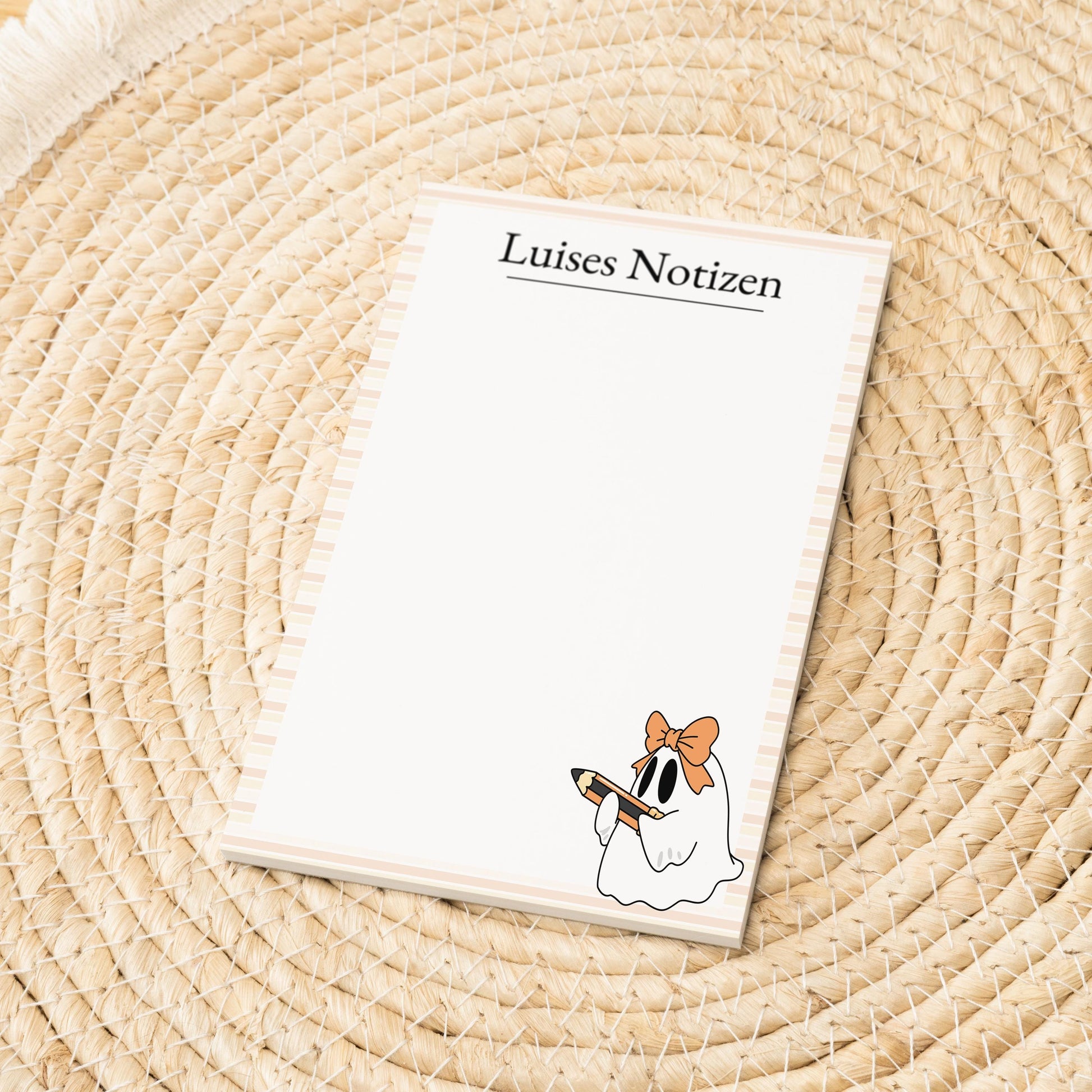 Notizblock Geist Design, 10x15 cm, 50 Blatt mit Leimbindung, personalisierbar mit Namen, Handmade