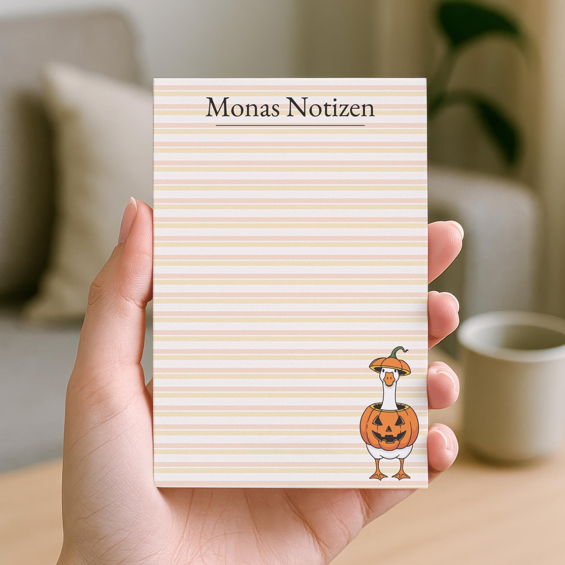 Notizblock Halloween Design, 10x15 cm, 50 Blatt mit Leimbindung, personalisierbar mit Namen, Handmade