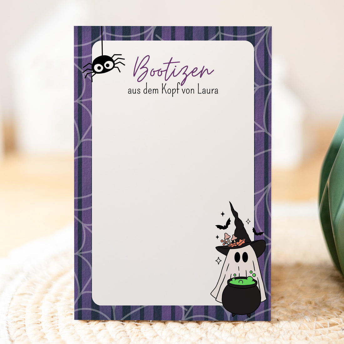 Notizblock Geist Design, 10x15 cm, 50 Blatt mit Leimbindung, personalisierbar mit Namen, Handmade