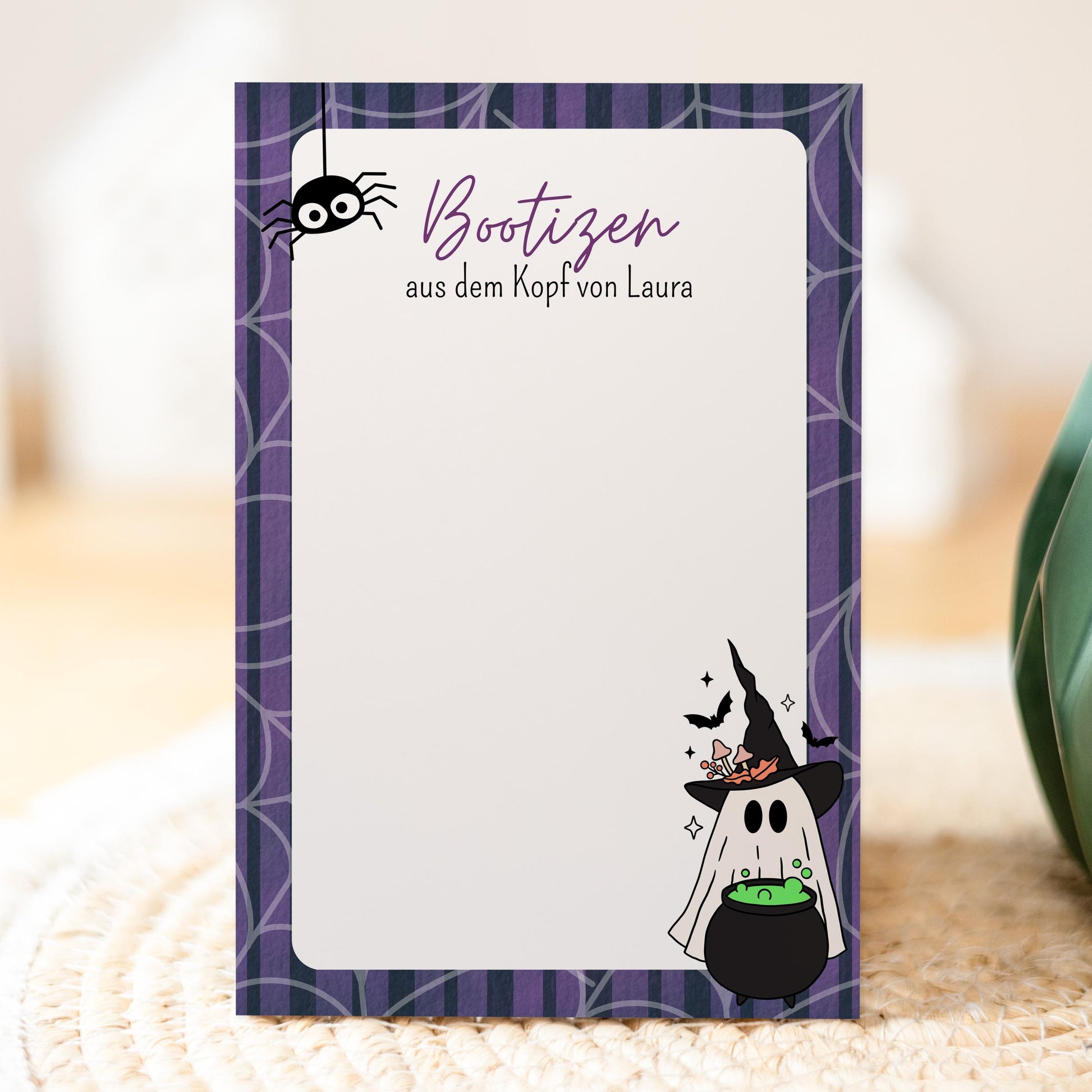 Notizblock Geist Design, 10x15 cm, 50 Blatt mit Leimbindung, personalisierbar mit Namen, Handmade