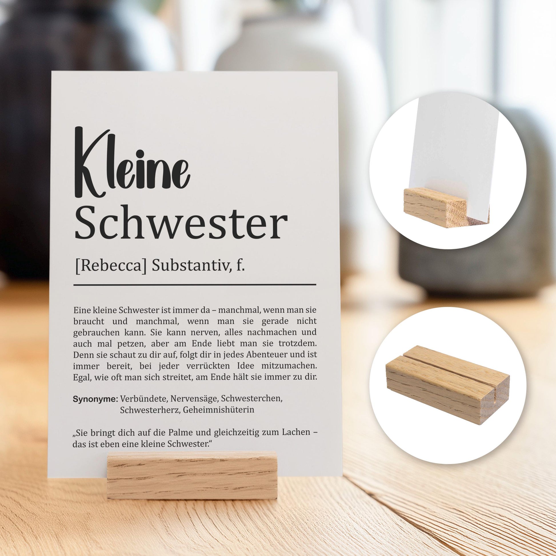 Kleine Schwester Definition Karte personalisierbar mit Namen Schwester Grußkarte Geschenk für Schwester Postkarte Definition Geschwister