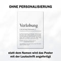 Verlobung Definition Poster personalisierbar mit Namen Verlobung Geschenk Hochzeit Poster Heiraten Verlobungsgeschenk Definition