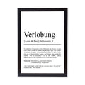 Verlobung Definition Poster personalisierbar mit Namen Verlobung Geschenk Hochzeit Poster Heiraten Verlobungsgeschenk Definition