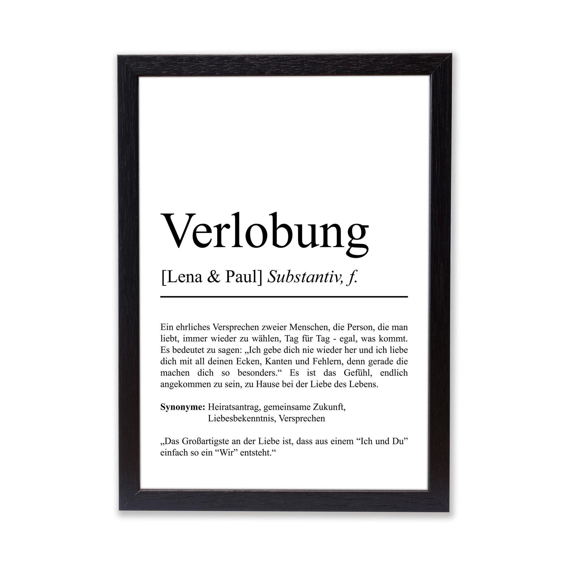 Verlobung Definition Poster personalisierbar mit Namen Verlobung Geschenk Hochzeit Poster Heiraten Verlobungsgeschenk Definition