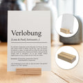 Verlobung Definition Karte personalisierbar mit Namen Verlobung Grußkarte Geschenk für Verliebte Postkarte Definition Verlobung Klappkarte