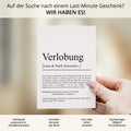 Verlobung Definition Karte personalisierbar mit Namen Verlobung Grußkarte Geschenk für Verliebte Postkarte Definition Verlobung Klappkarte