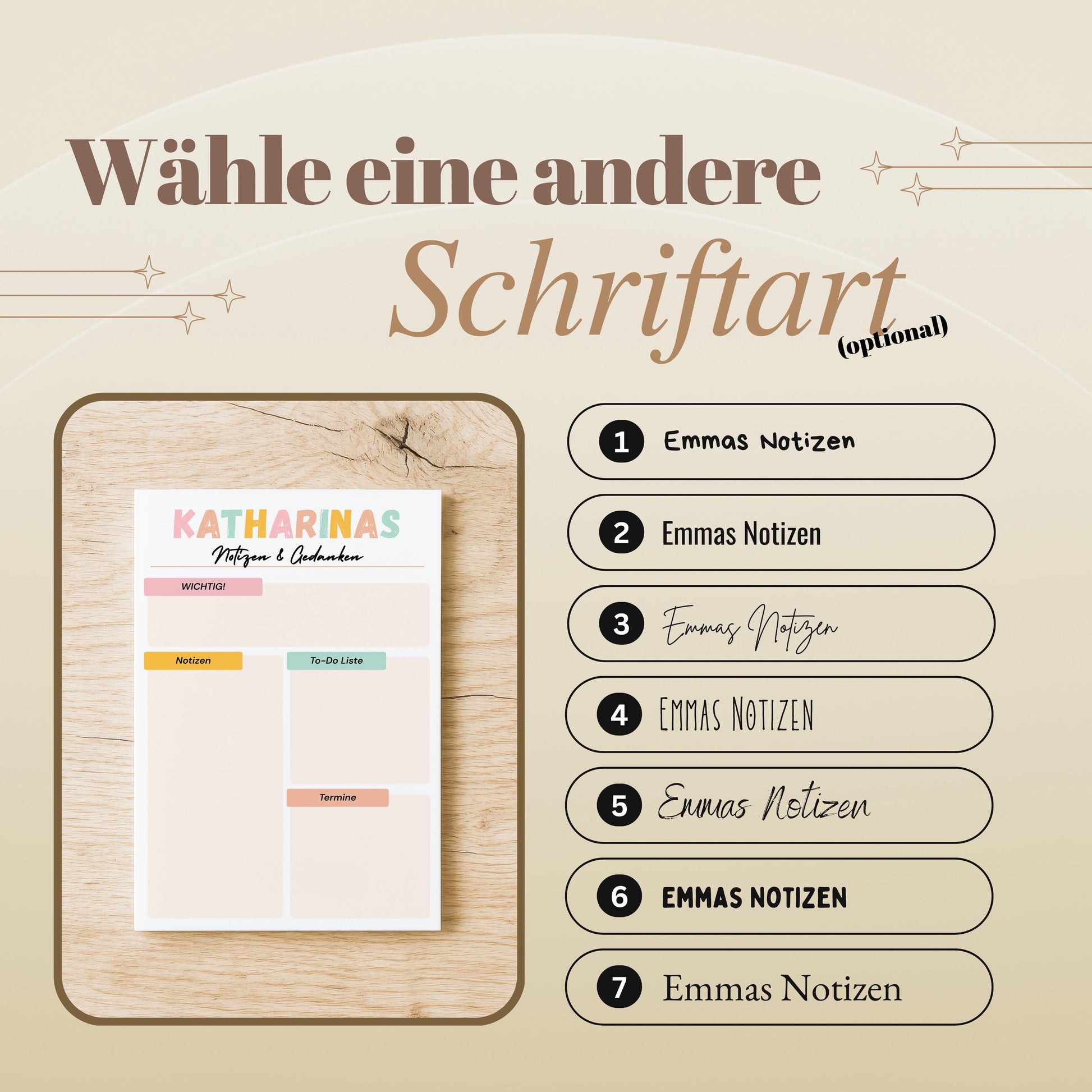 Notizblock Office Design, 10x15 cm, 50 Blatt mit Leimbindung, personalisierbar mit Namen, Handmade