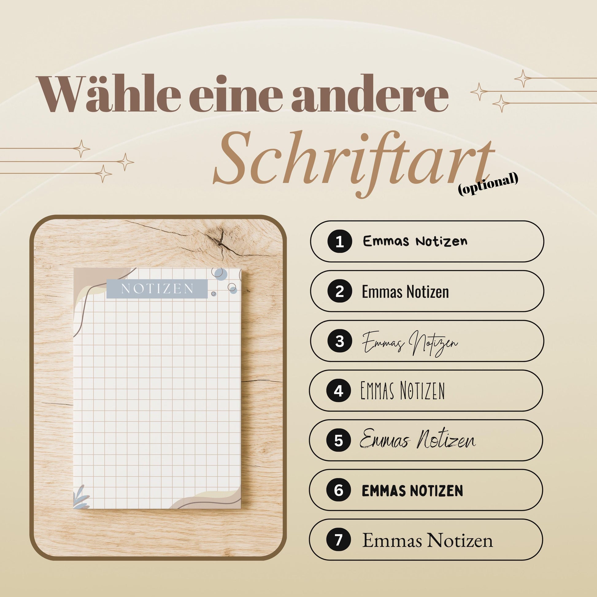 Notizblock Office Design, 10x15 cm, 50 Blatt mit Leimbindung, personalisierbar mit Namen, Handmade