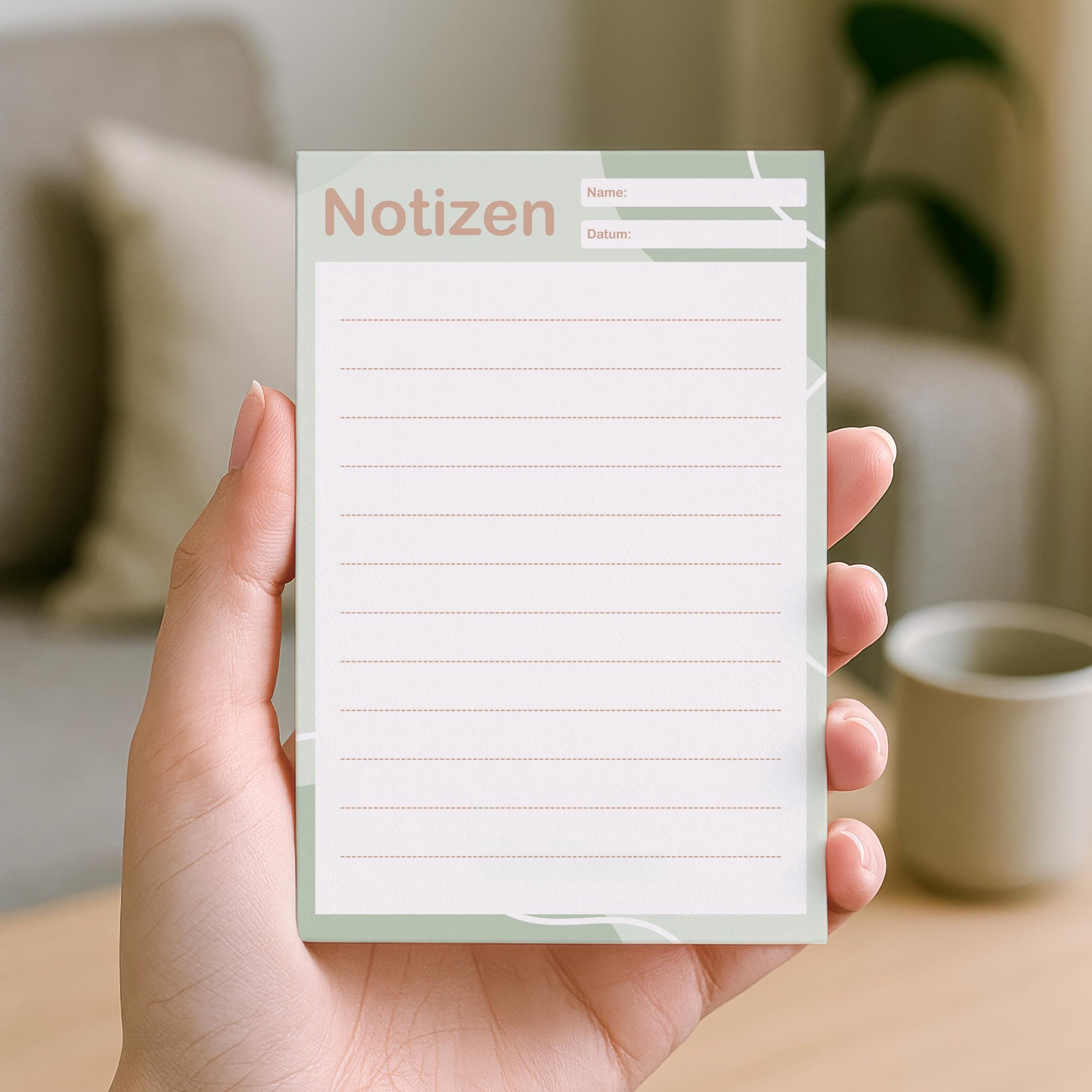 Notizblock Office Design, 10x15 cm, 50 Blatt mit Leimbindung, personalisierbar mit Namen, Handmade