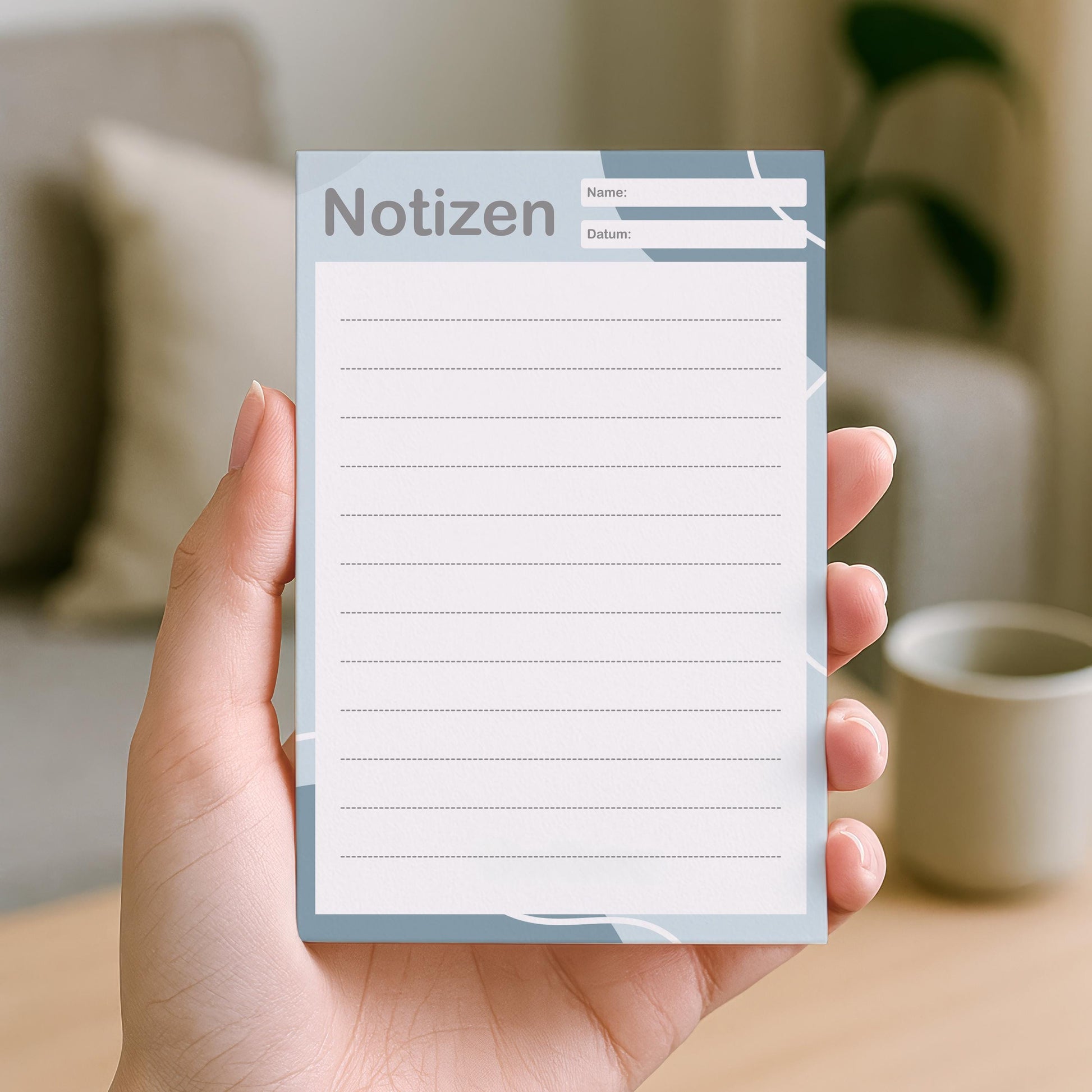 Notizblock Office Design, 10x15 cm, 50 Blatt mit Leimbindung, personalisierbar mit Namen, Handmade