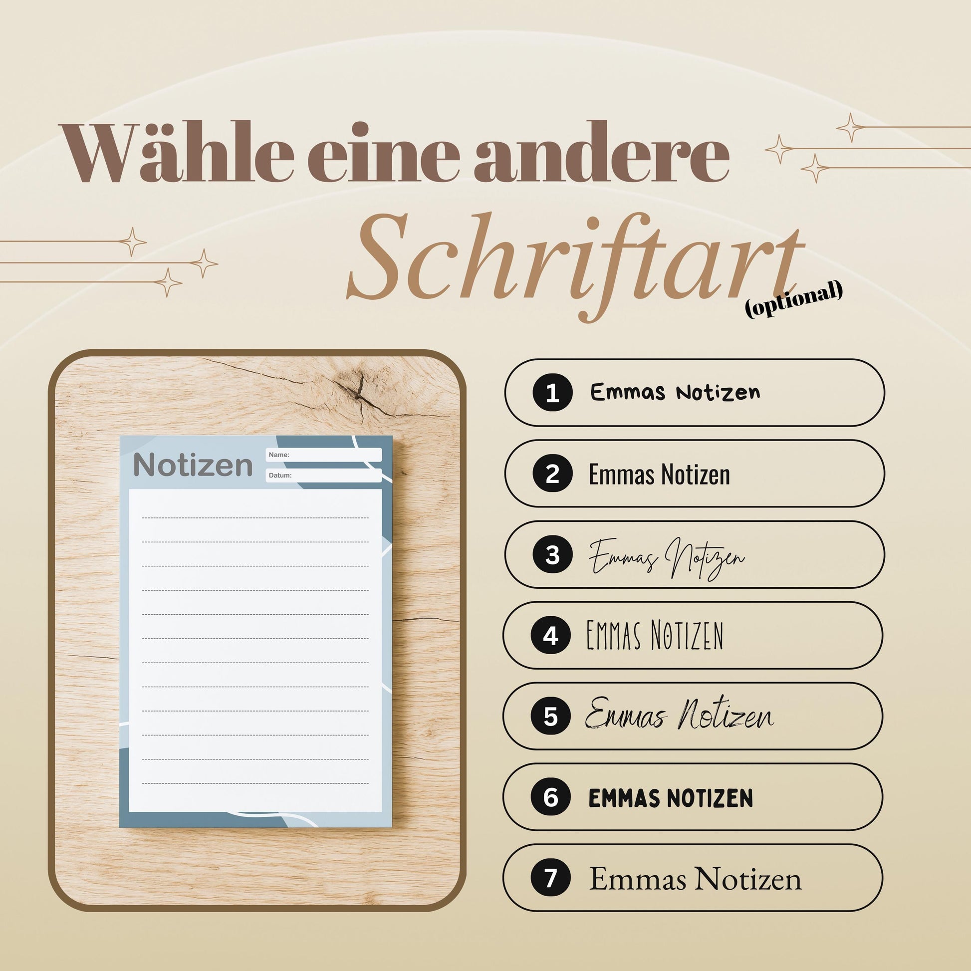 Notizblock Office Design, 10x15 cm, 50 Blatt mit Leimbindung, personalisierbar mit Namen, Handmade