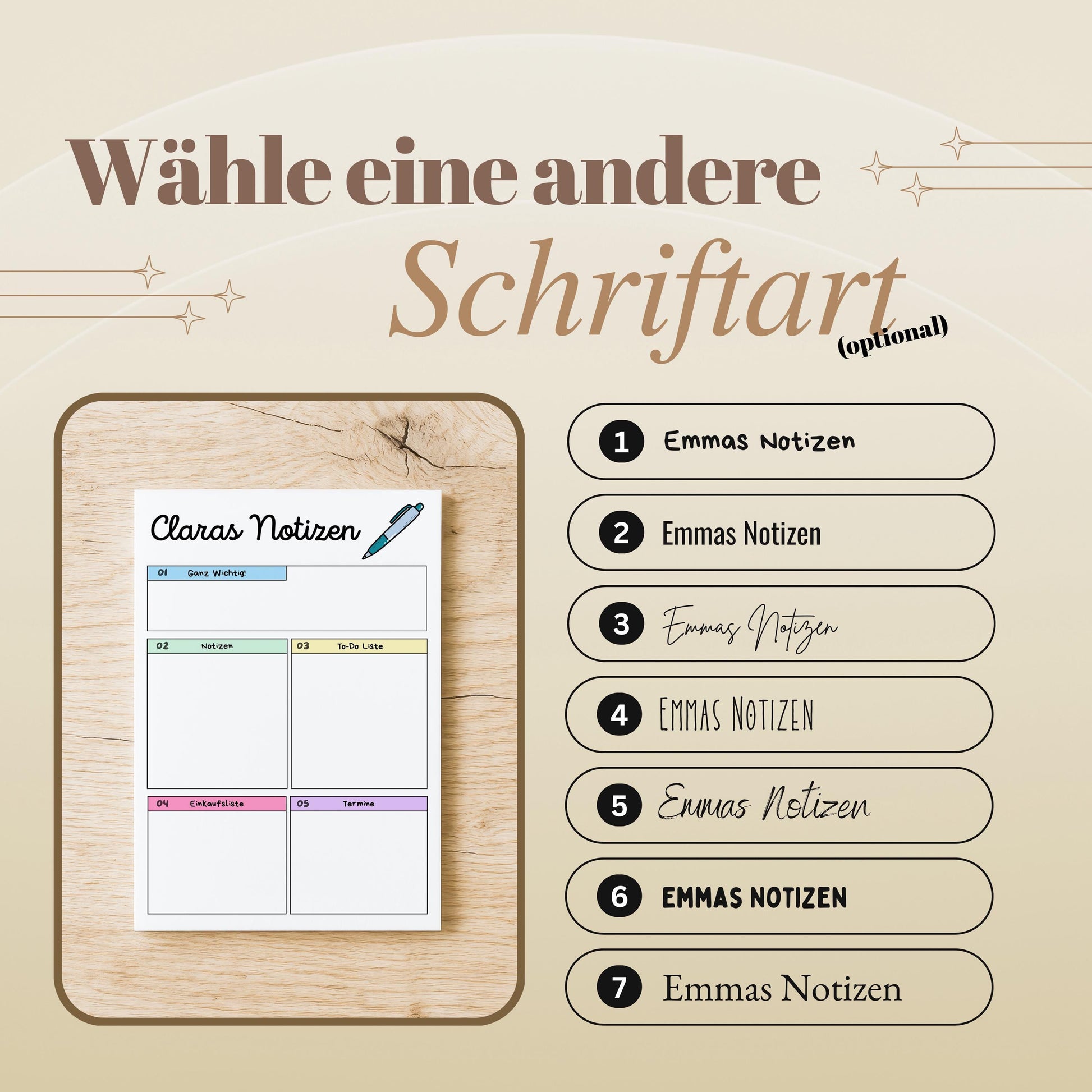 Notizblock Office Design, 10x15 cm, 50 Blatt mit Leimbindung, personalisierbar mit Namen, Handmade