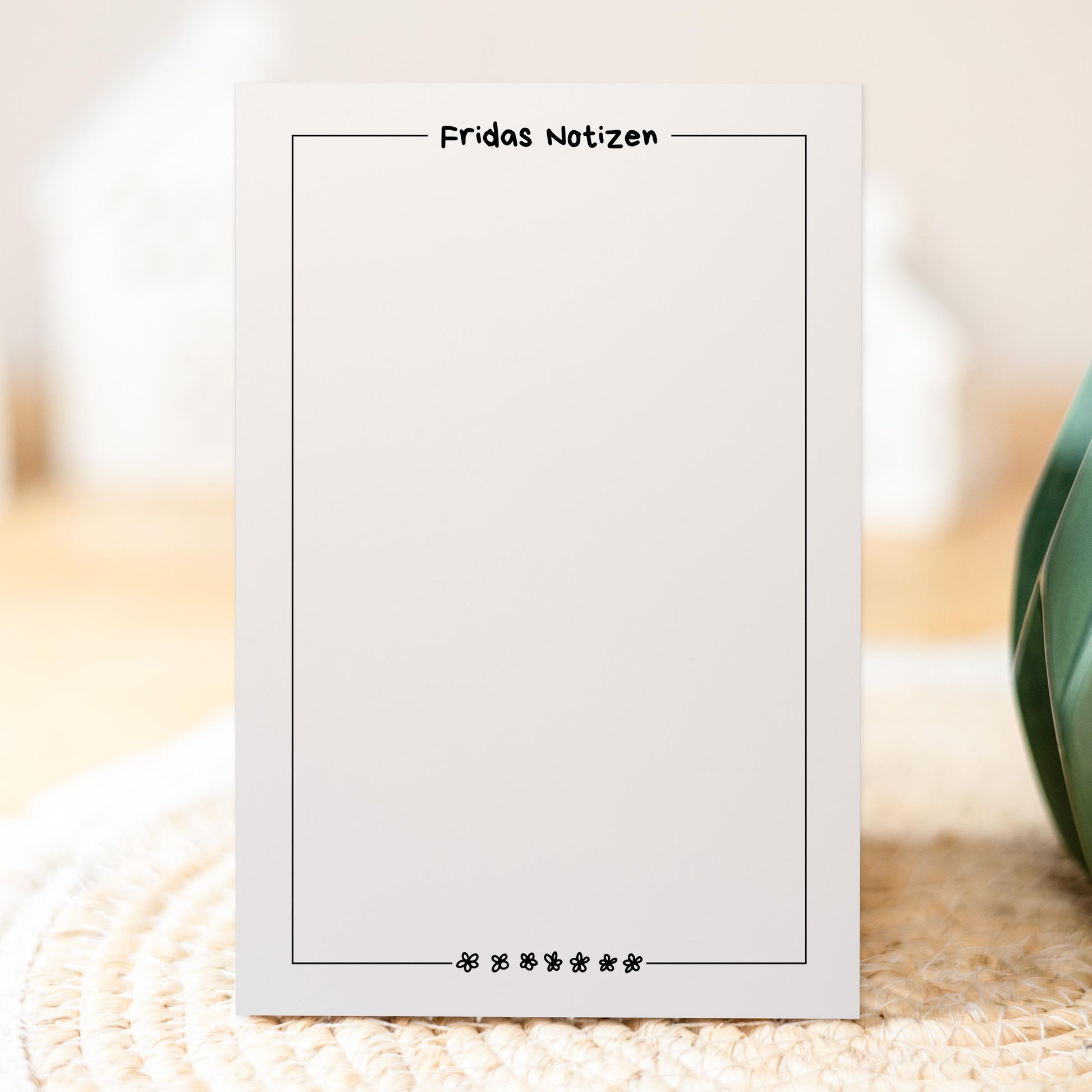 Notizblock Minimalistisches Design, 10x15 cm, 50 Blatt mit Leimbindung, personalisierbar mit Namen, Handmade