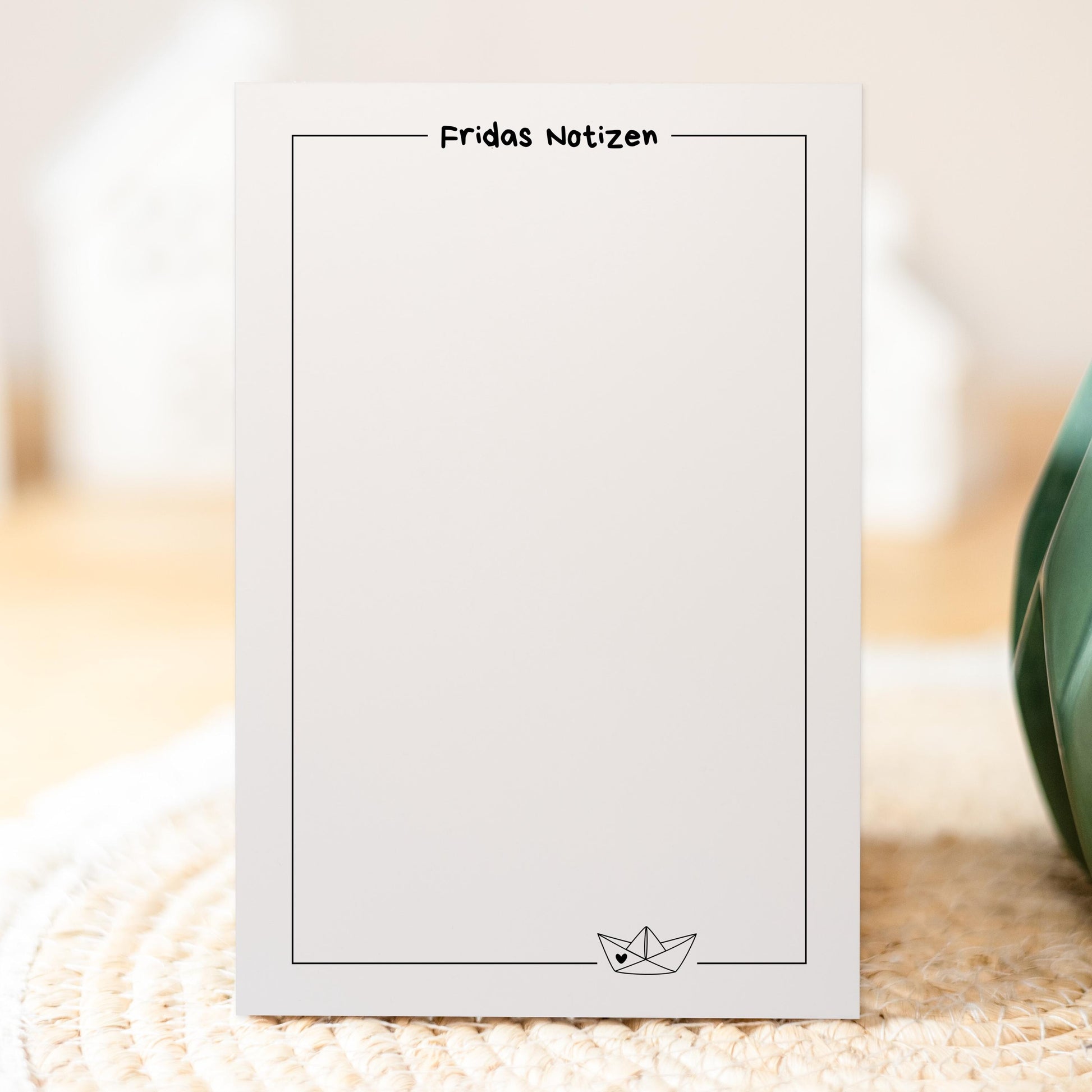 Notizblock Minimalistisches Design, 10x15 cm, 50 Blatt mit Leimbindung, personalisierbar mit Namen, Handmade