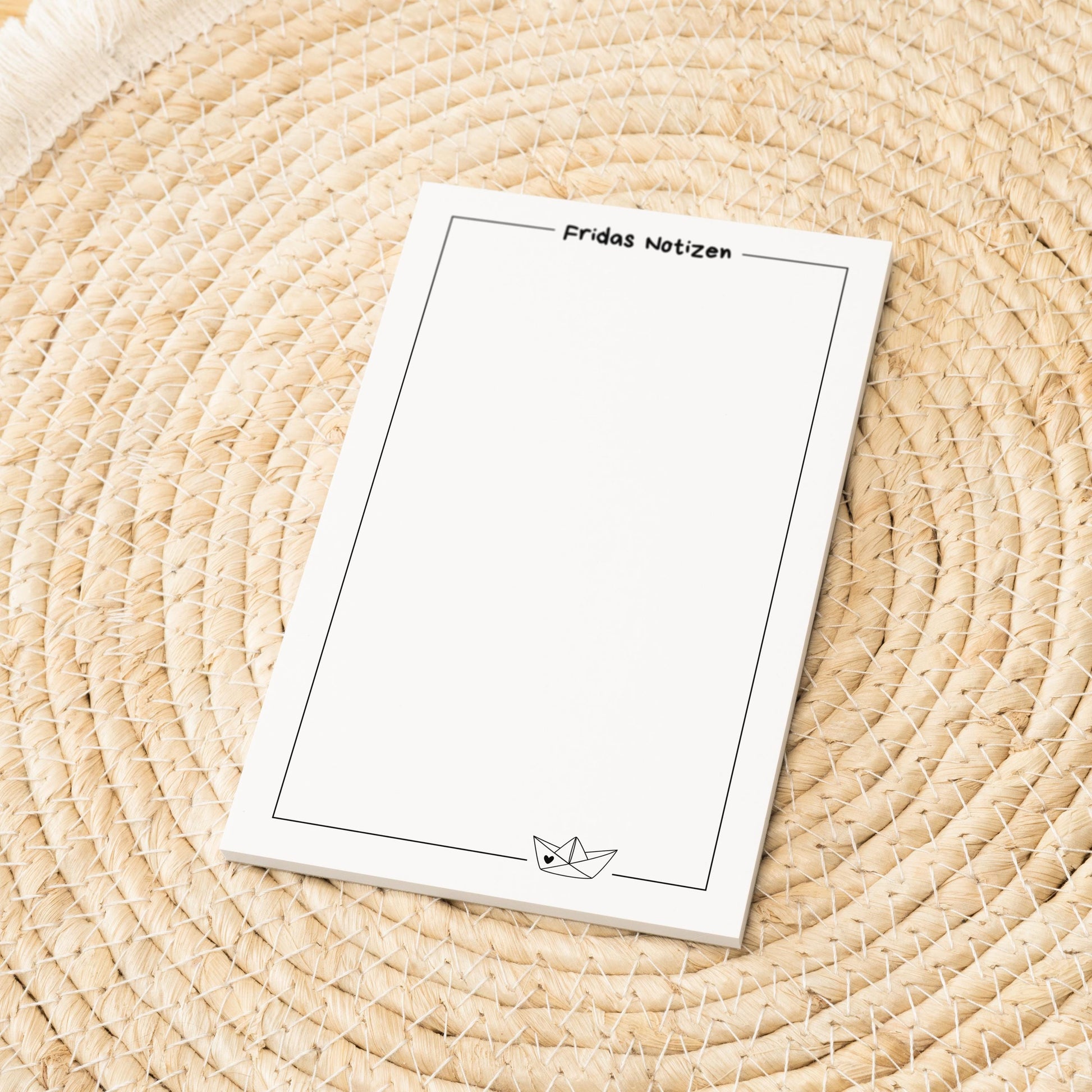Notizblock Minimalistisches Design, 10x15 cm, 50 Blatt mit Leimbindung, personalisierbar mit Namen, Handmade