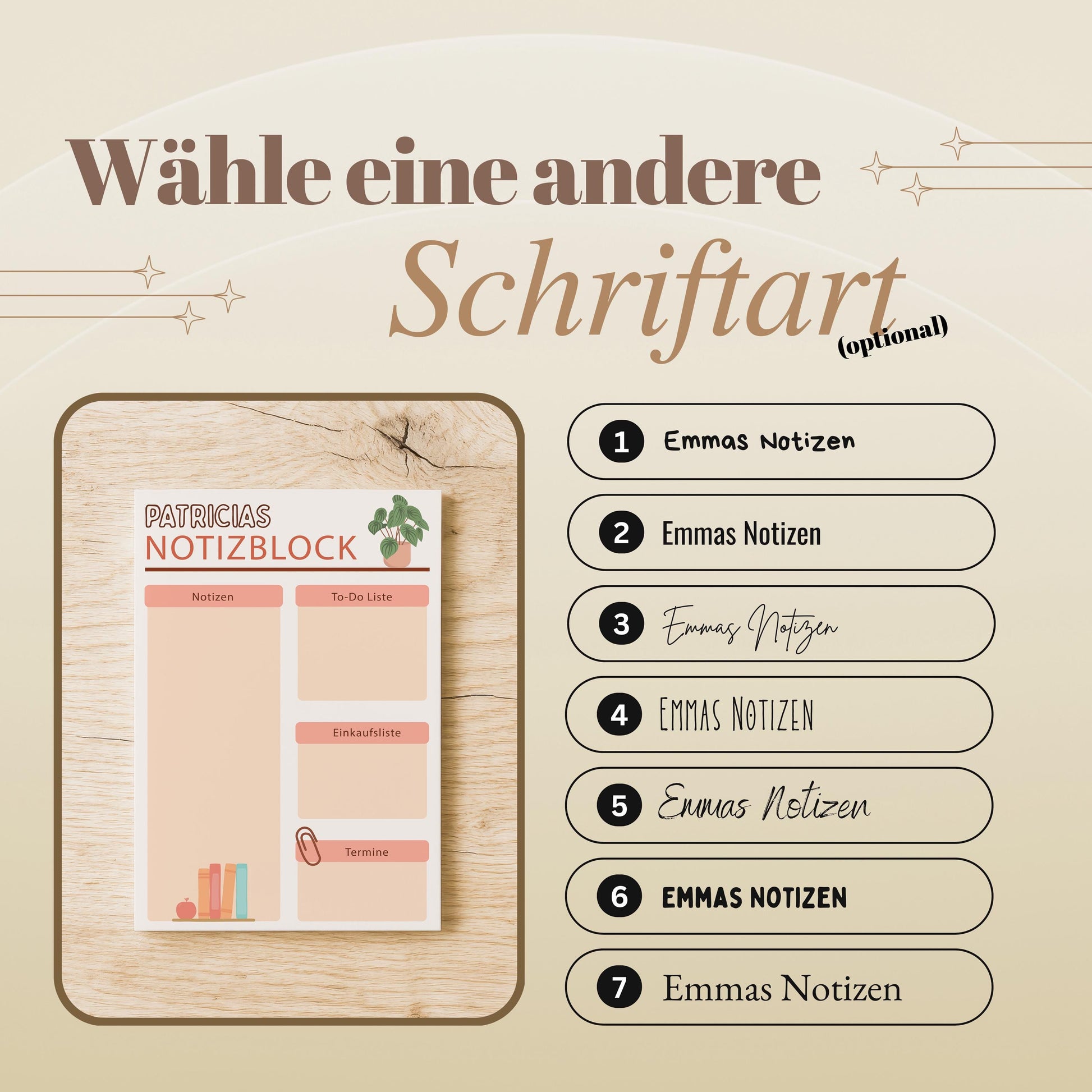 Notizblock Office Design, 10x15 cm, 50 Blatt mit Leimbindung, personalisierbar mit Namen, Handmade