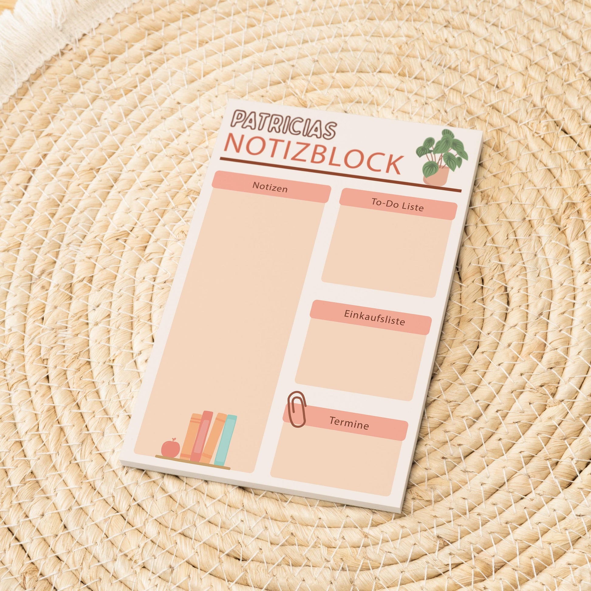 Notizblock Office Design, 10x15 cm, 50 Blatt mit Leimbindung, personalisierbar mit Namen, Handmade