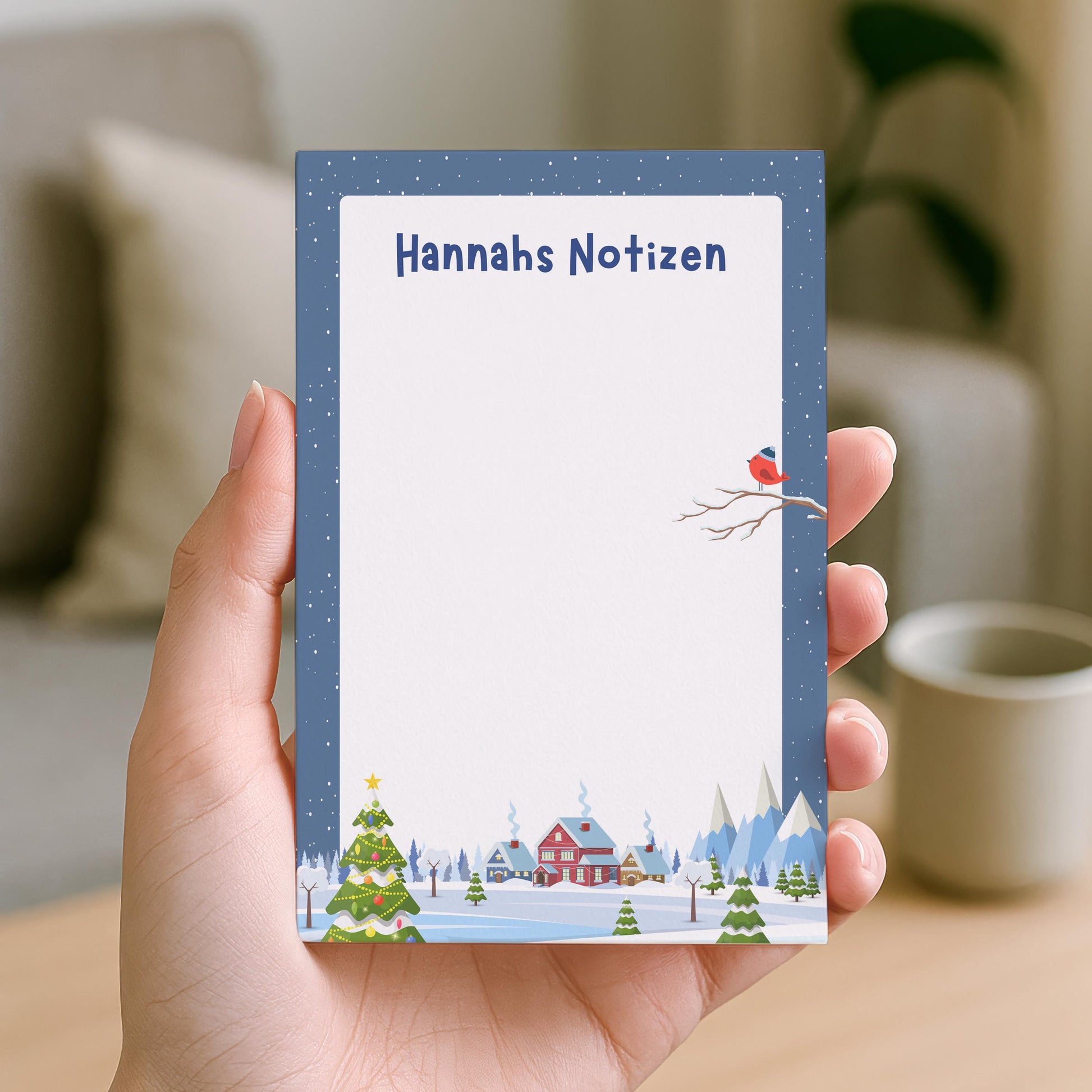 Notizblock Weihnachten Design, 10x15 cm, 50 Blatt mit Leimbindung, personalisierbar mit Namen, Handmade
