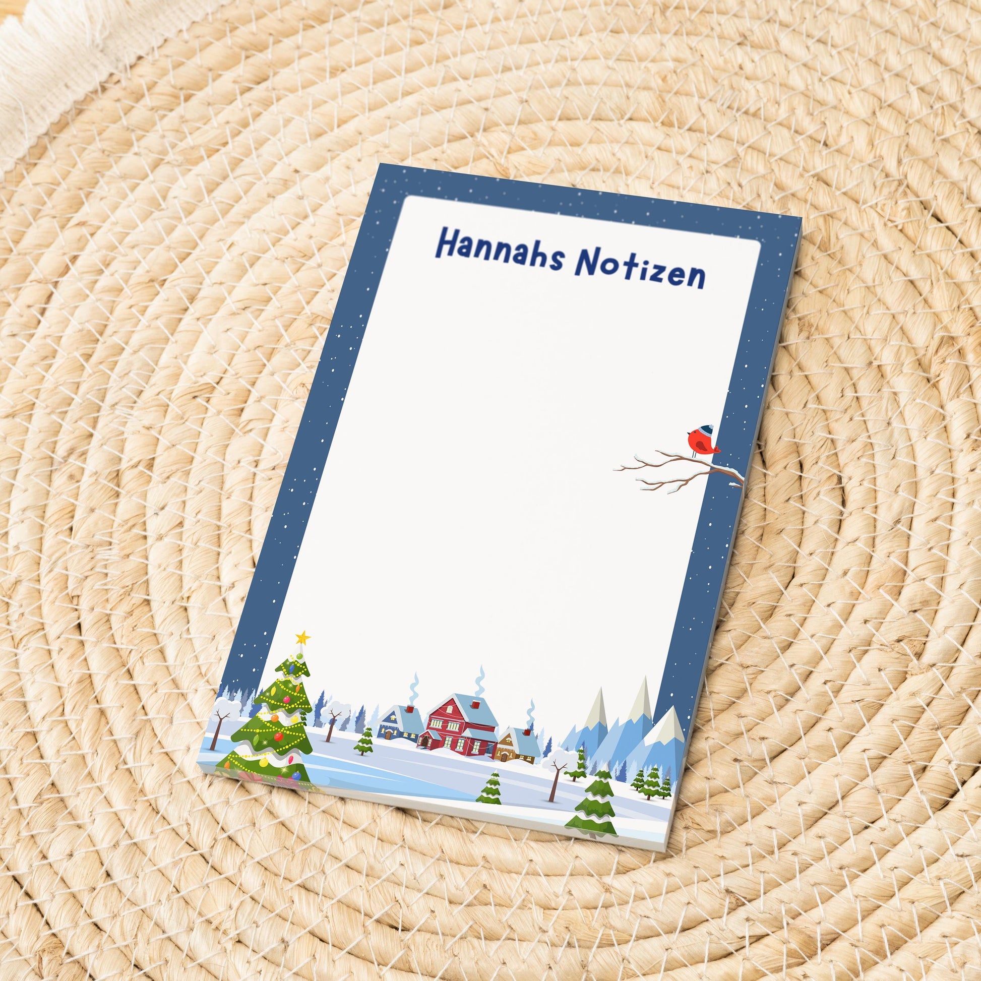 Notizblock Weihnachten Design, 10x15 cm, 50 Blatt mit Leimbindung, personalisierbar mit Namen, Handmade