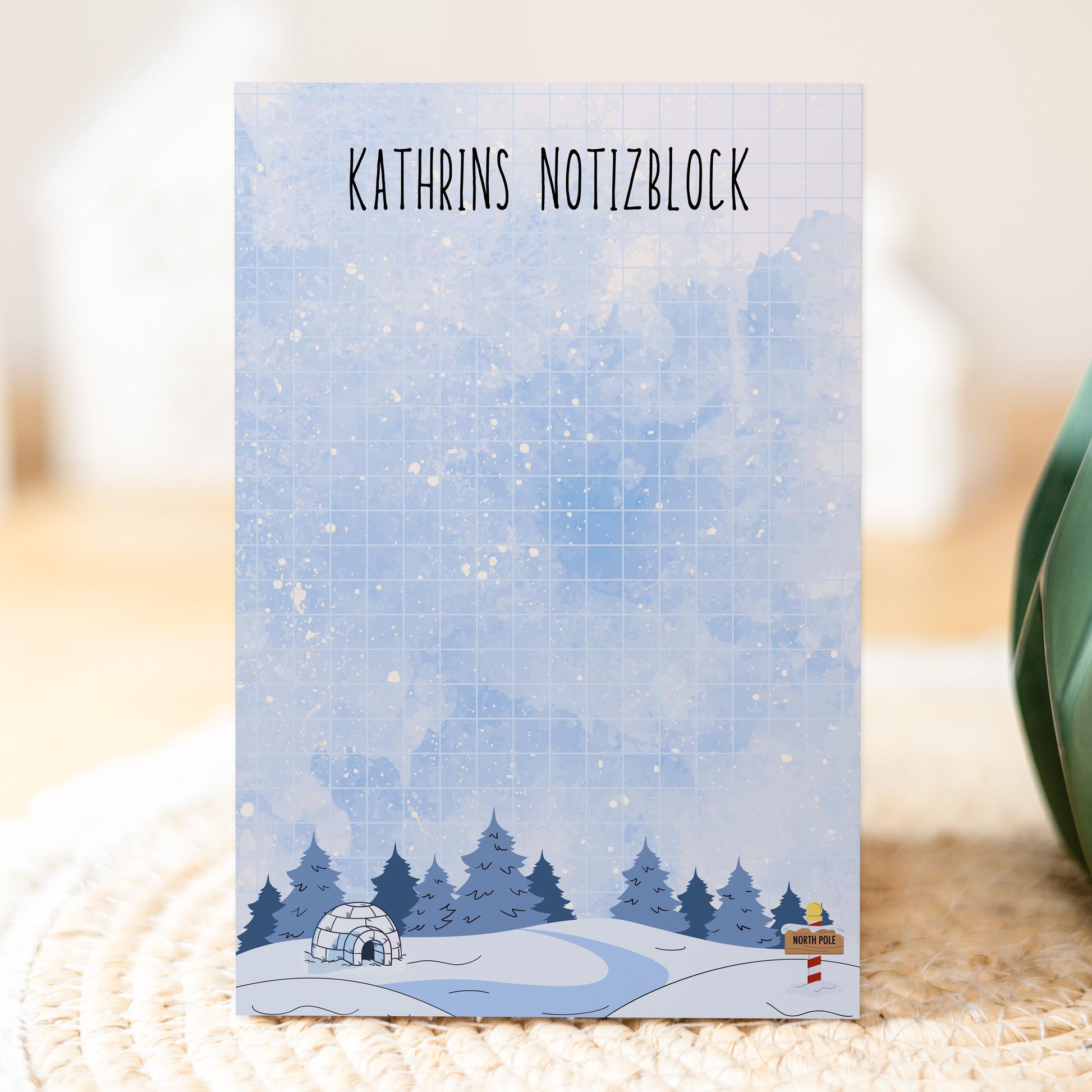 Notizblock Weihnachten Design, 10x15 cm, 50 Blatt mit Leimbindung, personalisierbar mit Namen, Handmade