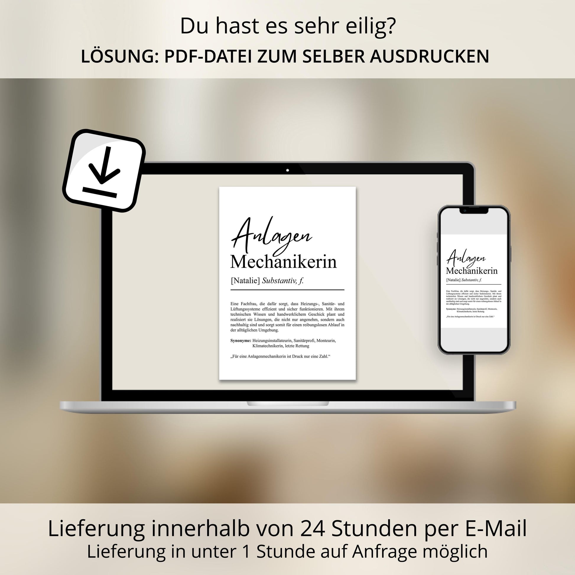 Anlagenmechanikerin Definition Poster personalisierbar mit Namen Beruf Poster Mechanikerin Geschenk Einzug Geburtstag Geschenk Mechanikerin
