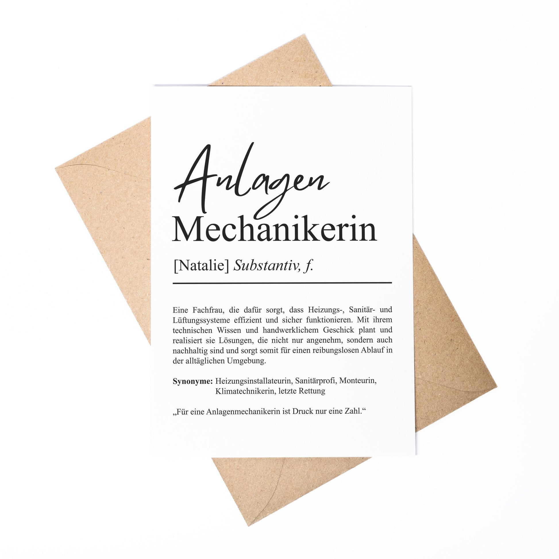 Anlagenmechanikerin Definition Karte A6 personalisierbar Namen Beruf Postkarte Mechaniker Geschenk Geburtstag Mechaniker Klappkarte