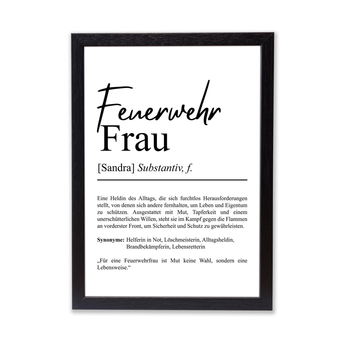 Feuerwehrfrau Definition Poster personalisierbar mit Namen Beruf Poster Feuerwehr Geschenk Einzug Geburtstag Poster Beruf Definition
