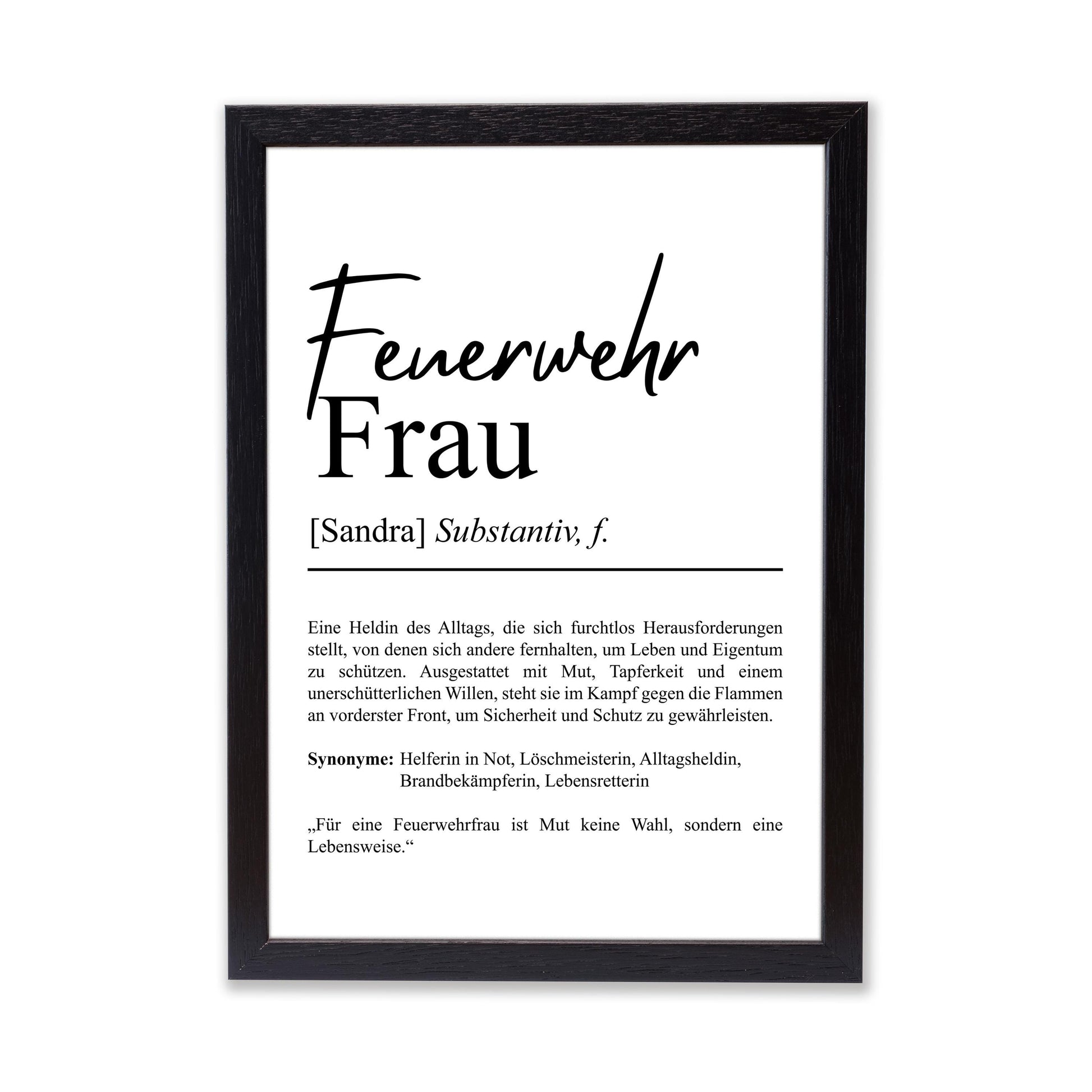 Feuerwehrfrau Definition Poster personalisierbar mit Namen Beruf Poster Feuerwehr Geschenk Einzug Geburtstag Poster Beruf Definition