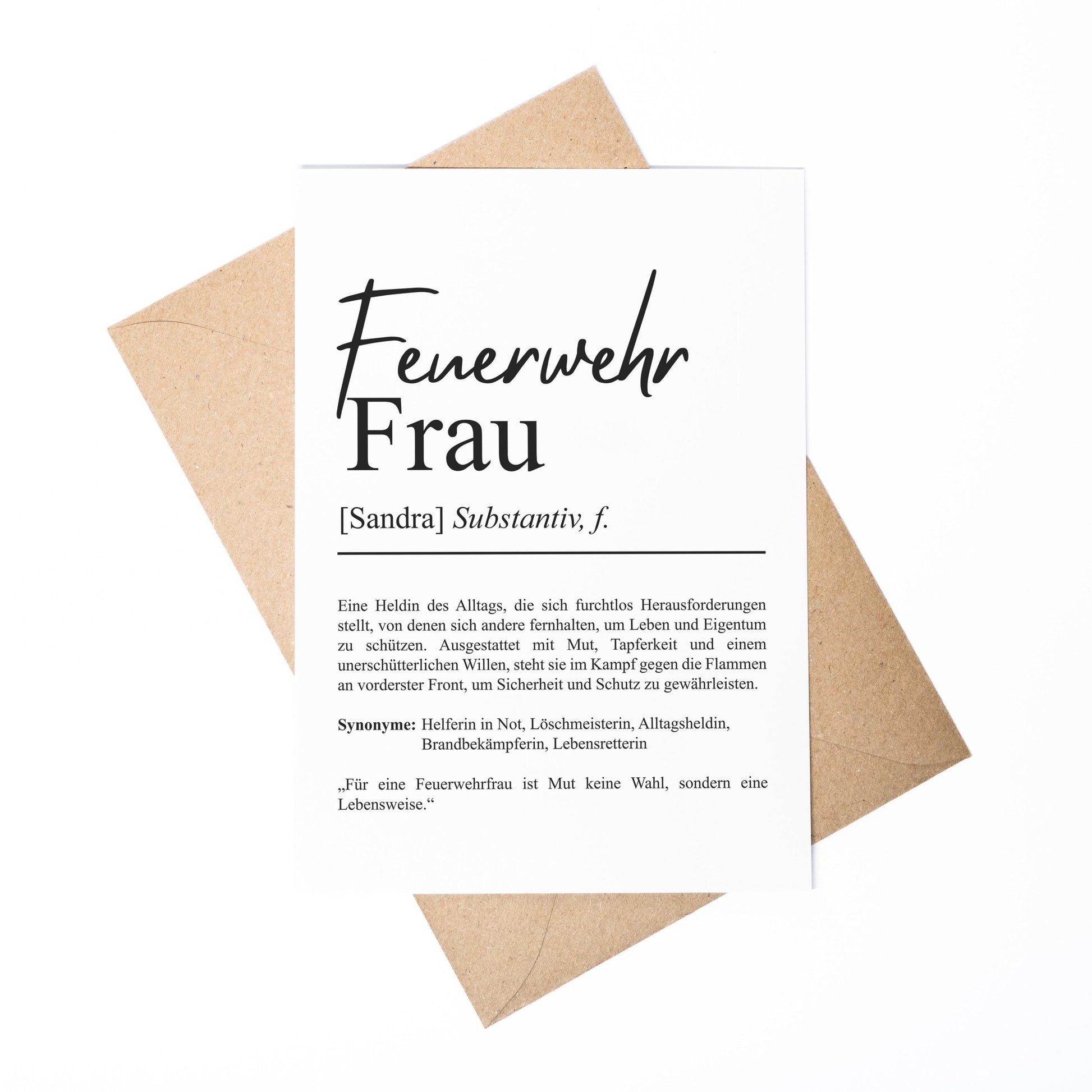 Feuerwehrmann Definition Karte A6 personalisierbar mit Namen Beruf Grußkarte Feuerwehr Geschenk Geburtstag Feuerwehrmann Klappkarte