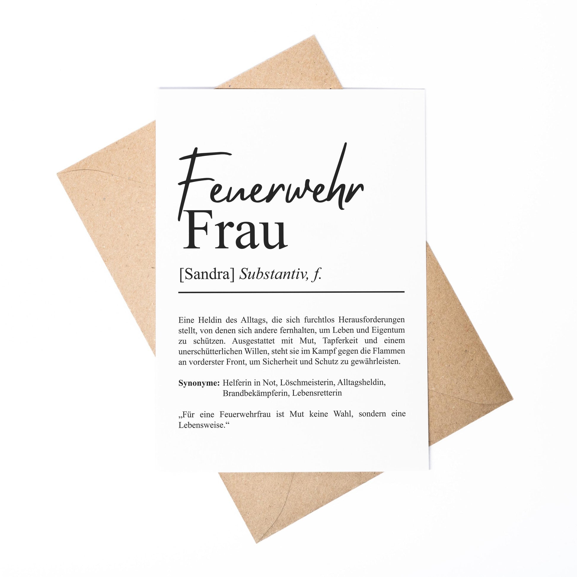 Feuerwehrfrau Definition Karte A6 personalisierbar mit Namen Beruf Grußkarte Feuerwehr Geschenk Geburtstag Feuerwehrfrau Klappkarte