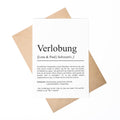 Verlobung Definition Karte personalisierbar mit Namen Verlobung Grußkarte Geschenk für Verliebte Postkarte Definition Verlobung Klappkarte