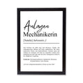 Anlagenmechanikerin Definition Poster personalisierbar mit Namen Beruf Poster Mechanikerin Geschenk Einzug Geburtstag Geschenk Mechanikerin
