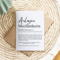Anlagenmechanikerin Definition Karte A6 personalisierbar Namen Beruf Postkarte Mechaniker Geschenk Geburtstag Mechaniker Klappkarte