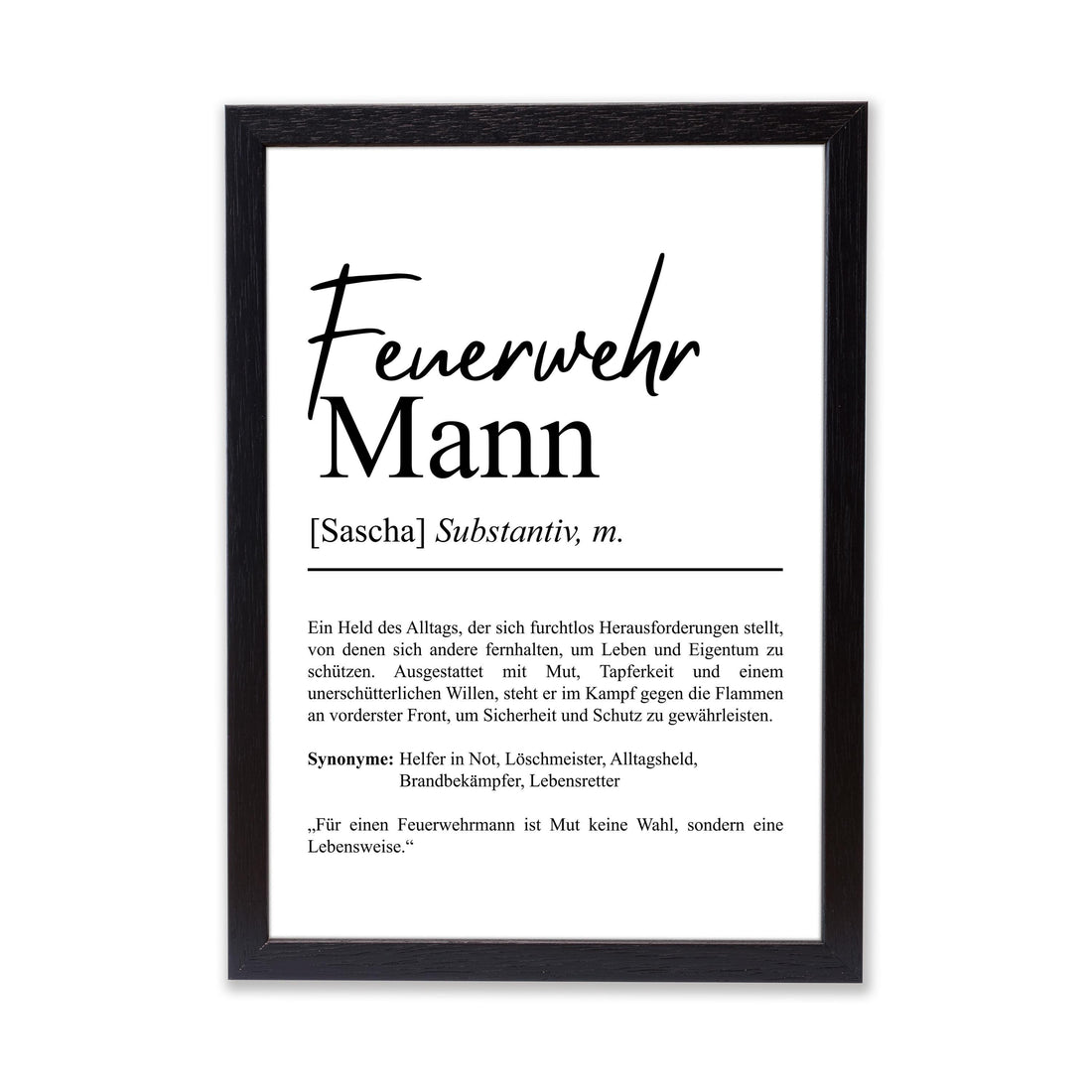 Feuerwehrmann Definition Poster personalisierbar mit Namen Beruf Poster Feuerwehr Geschenk Einzug Geburtstag Poster Beruf Definition
