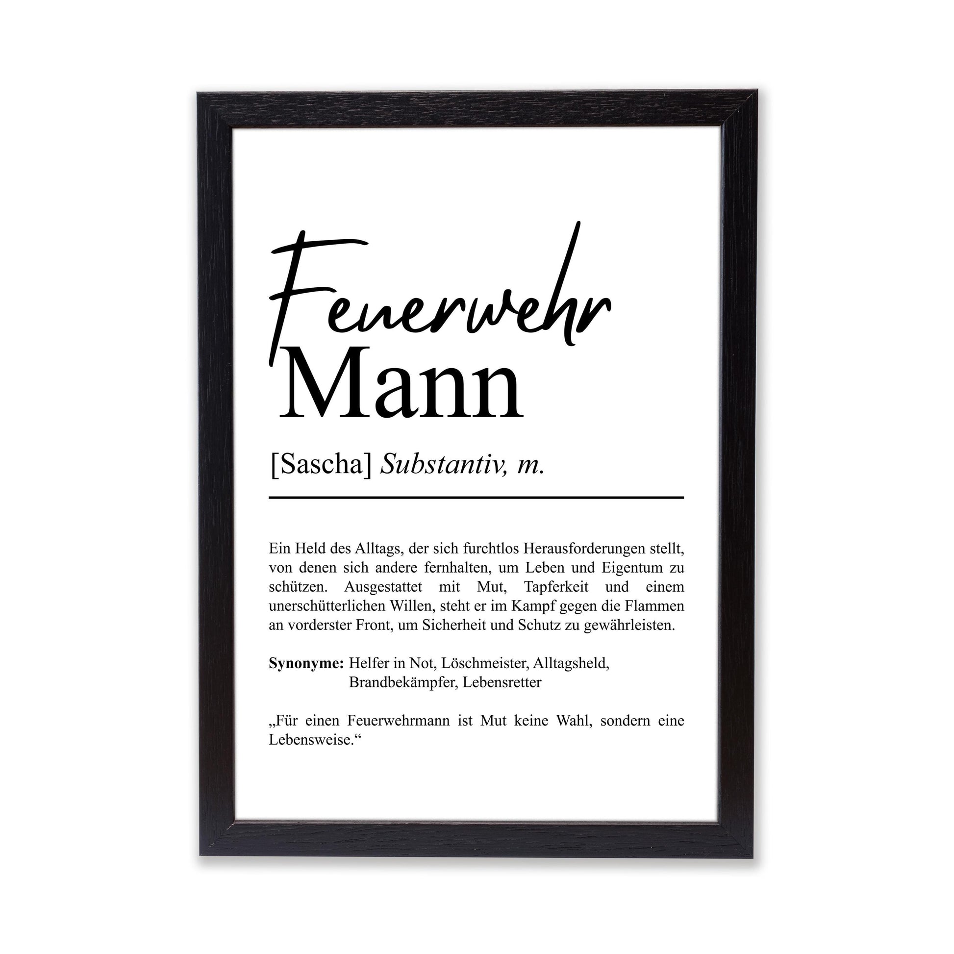 Feuerwehrmann Definition Poster personalisierbar mit Namen Beruf Poster Feuerwehr Geschenk Einzug Geburtstag Poster Beruf Definition