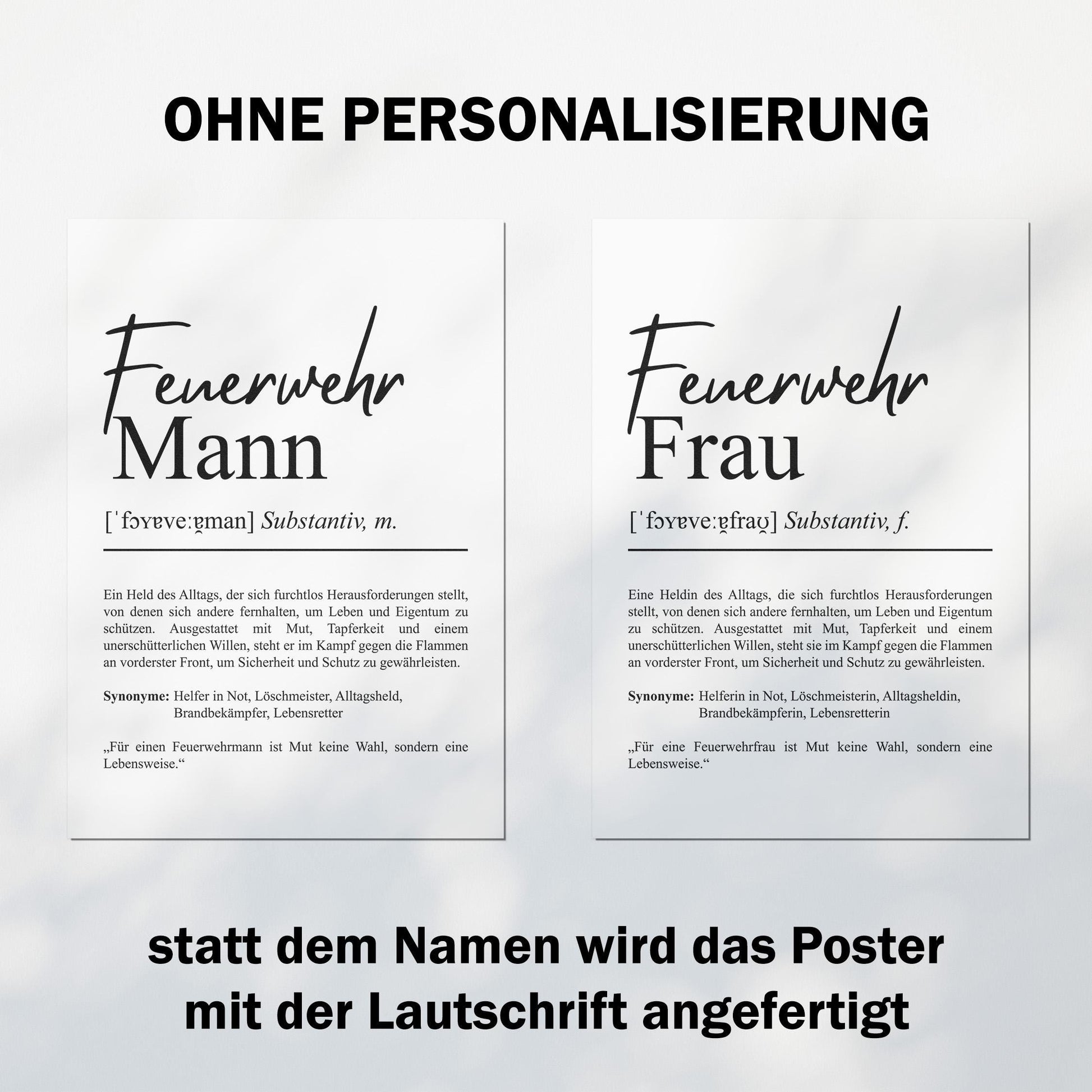 Feuerwehrmann Definition Poster personalisierbar mit Namen Beruf Poster Feuerwehr Geschenk Einzug Geburtstag Poster Beruf Definition