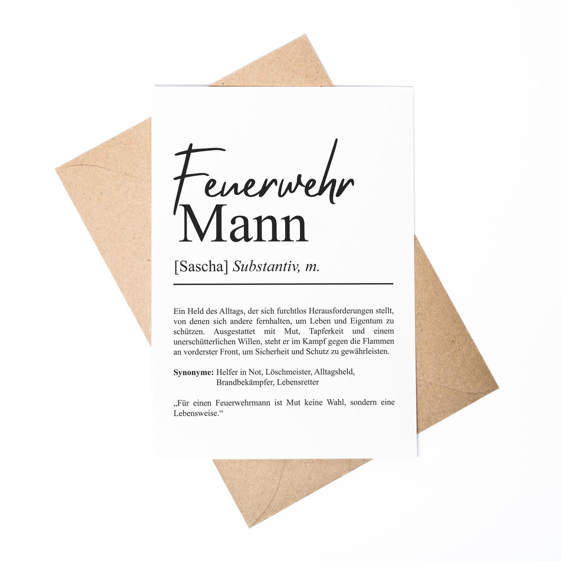 Feuerwehrmann Definition Karte A6 personalisierbar mit Namen Beruf Grußkarte Feuerwehr Geschenk Geburtstag Feuerwehrmann Klappkarte