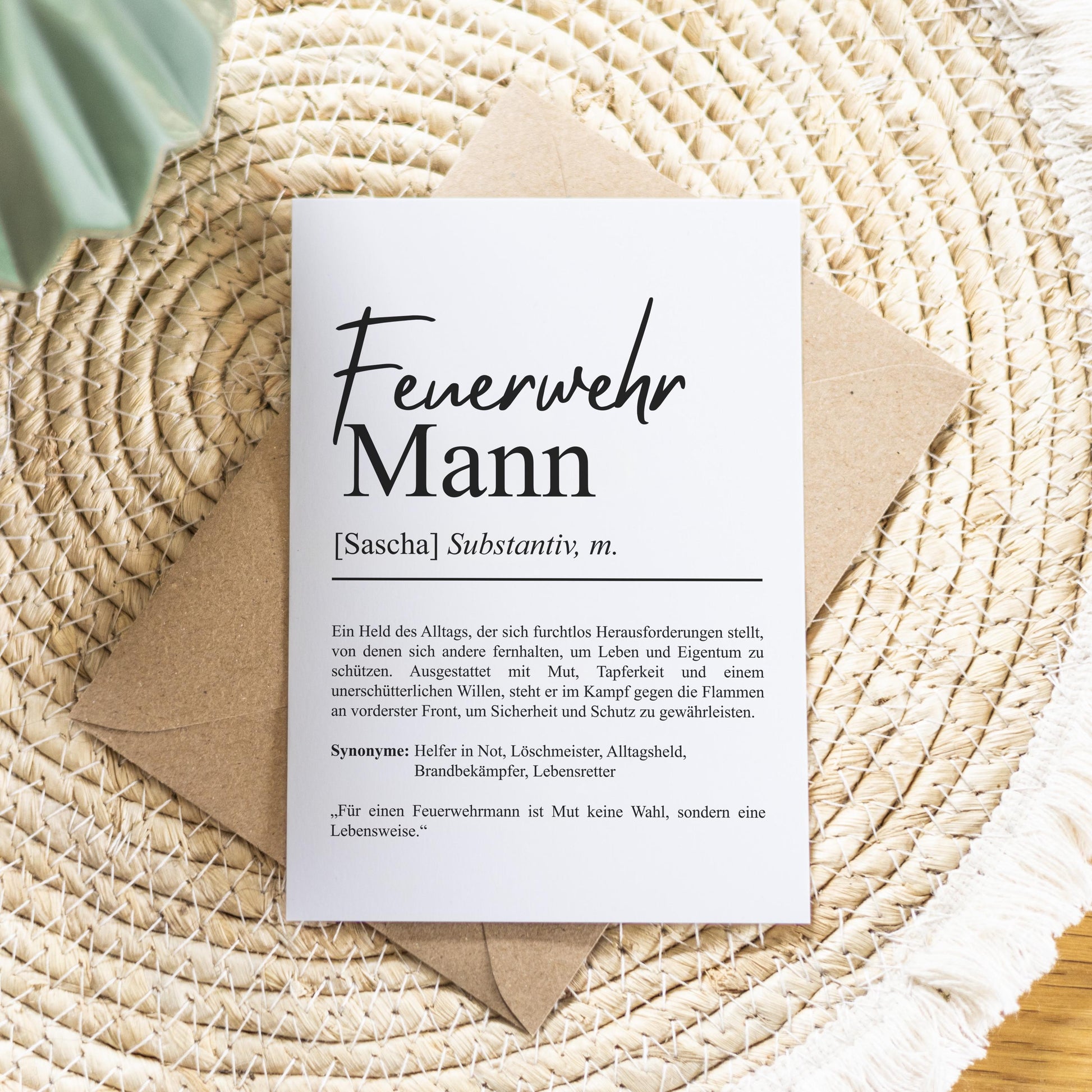 Feuerwehrmann Definition Karte A6 personalisierbar mit Namen Beruf Grußkarte Feuerwehr Geschenk Geburtstag Feuerwehrmann Klappkarte