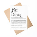 Kitaleitung Definition A6 Karte personalisierbar mit Namen Beruf Grußkarte Kitaleitung Geschenk Geburtstag Kitaleitung Postkarte