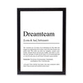 Dream Team Definition Poster, 100% personalisierbar, mit Namen, Massivholzrahmen, Last Minute Geschenk für Kollegin