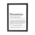 Dreamteam Definition Poster, Freundschaft, 100% personalisierbar, mit Namen, Massivholzrahmen, Last Minute Geschenk Freunde