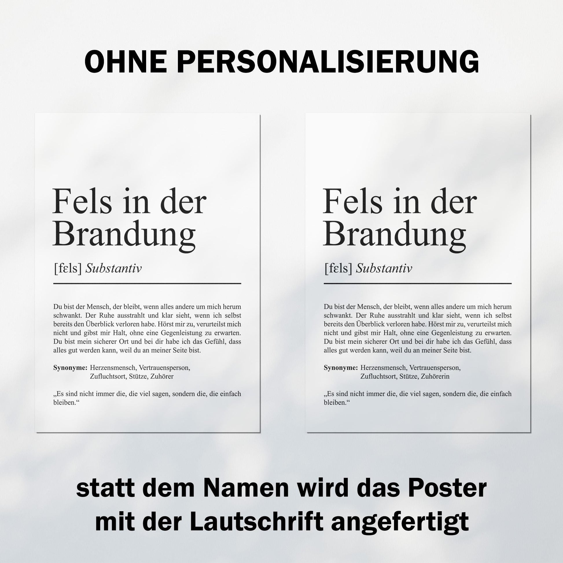 Fels in der Brandung Definition Poster, 100% personalisierbar, mit Namen, Massivholzrahmen, Last Minute Geschenk Freund