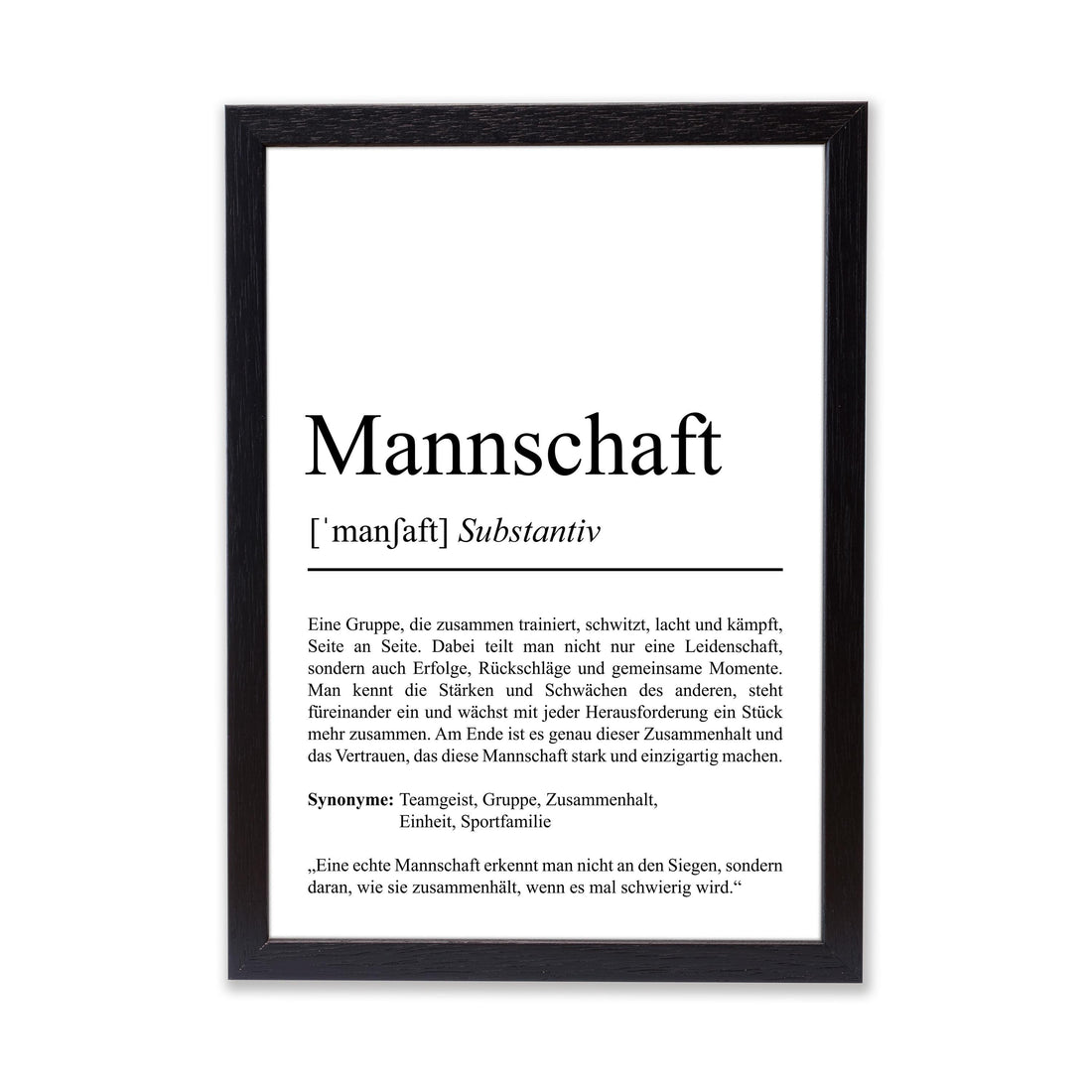 Mannschaft Sport Definition Poster, 100% personalisierbar, Poster Vereinssport, Massivholzrahmen, Last Minute Geschenk Vereinsmitglieder
